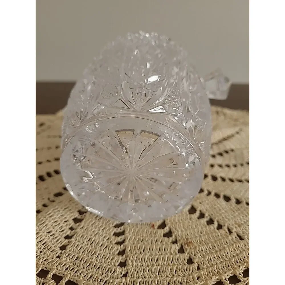 Vintage Lead Crystal Pressed Glass Vintage Ice Bucket Sawtooth Edges